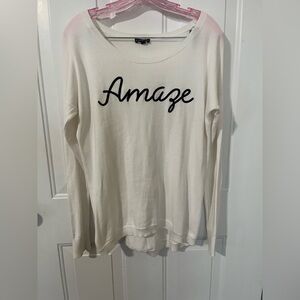 EUC Express Women’s “Amaze” Sweater - White/Black - Sz Medium